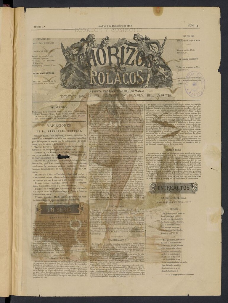 Miniatura de Chorizos y Polacos: revista festiva-teatral del 3 de diciembre de 1882