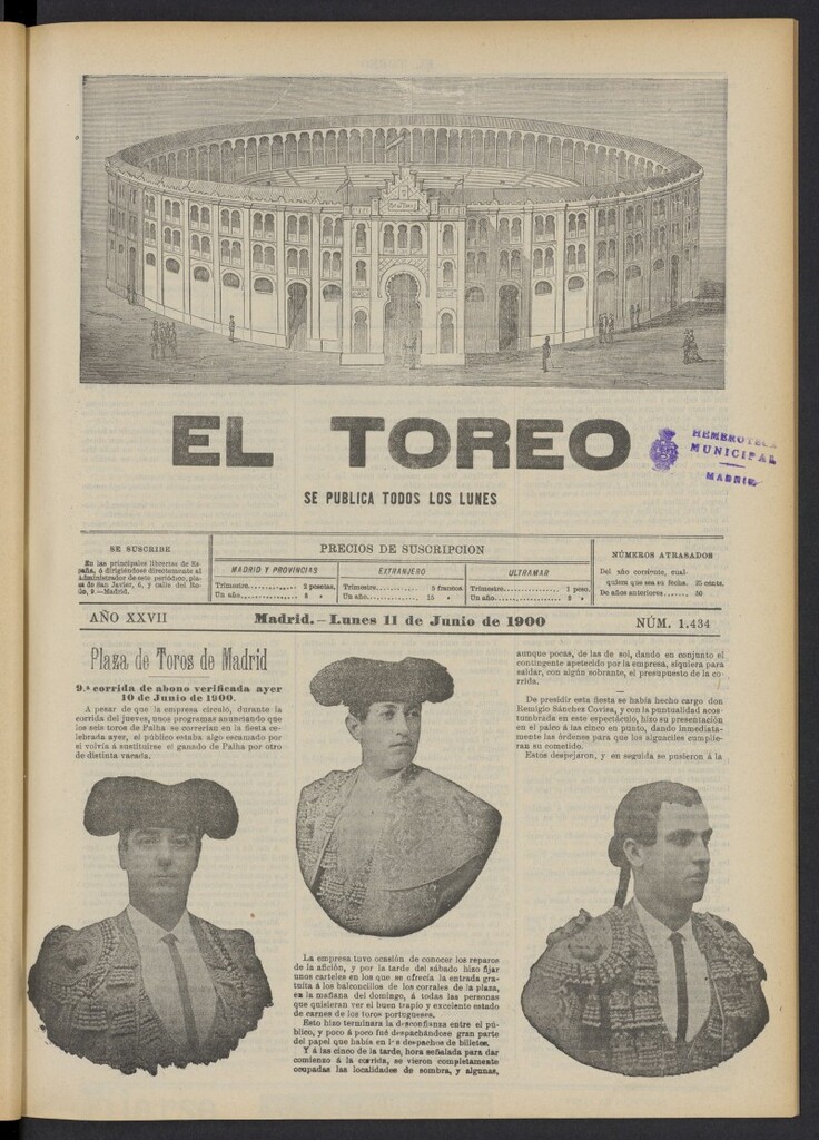 Miniatura de El Toreo: suplemento a "La Correspondencia Teatral" del 11 de junio de 1900, nº 1434