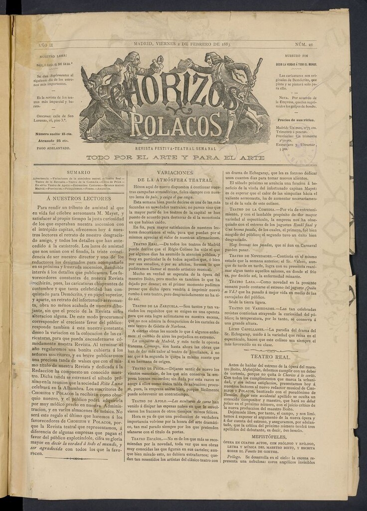 Miniatura de Chorizos y Polacos: revista festiva-teatral del 2 de febrero de 1883