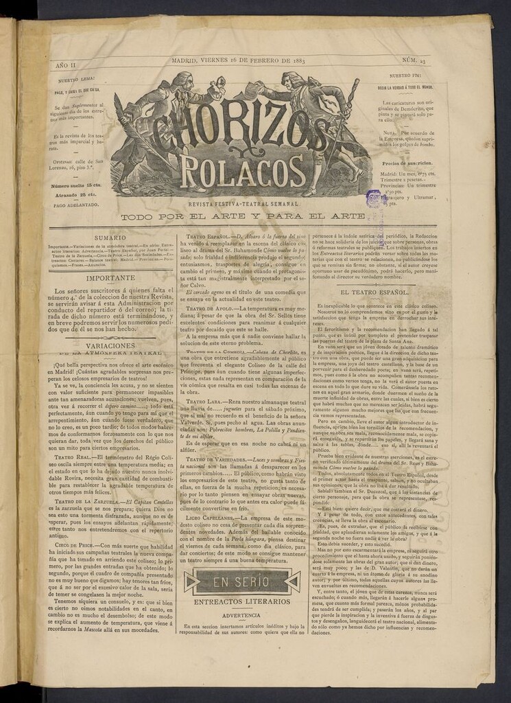 Miniatura de Chorizos y Polacos: revista festiva-teatral del 16 de febrero de 1883