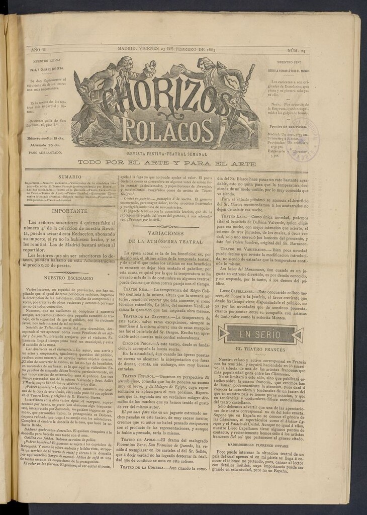Miniatura de Chorizos y Polacos: revista festiva-teatral del 23 de febrero de 1883
