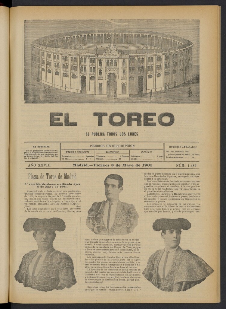 Miniatura de El Toreo: suplemento a "La Correspondencia Teatral" del 3 de mayo de 1901, nº 1486