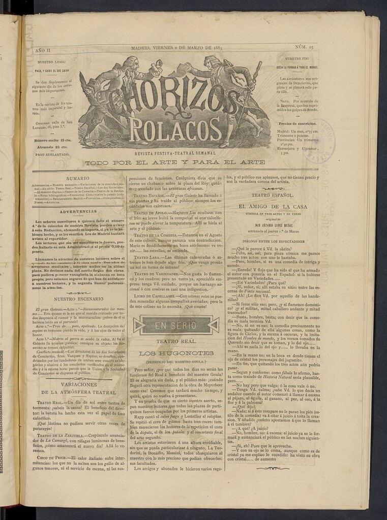 Miniatura de Chorizos y Polacos: revista festiva-teatral del 2 de marzo de 1883