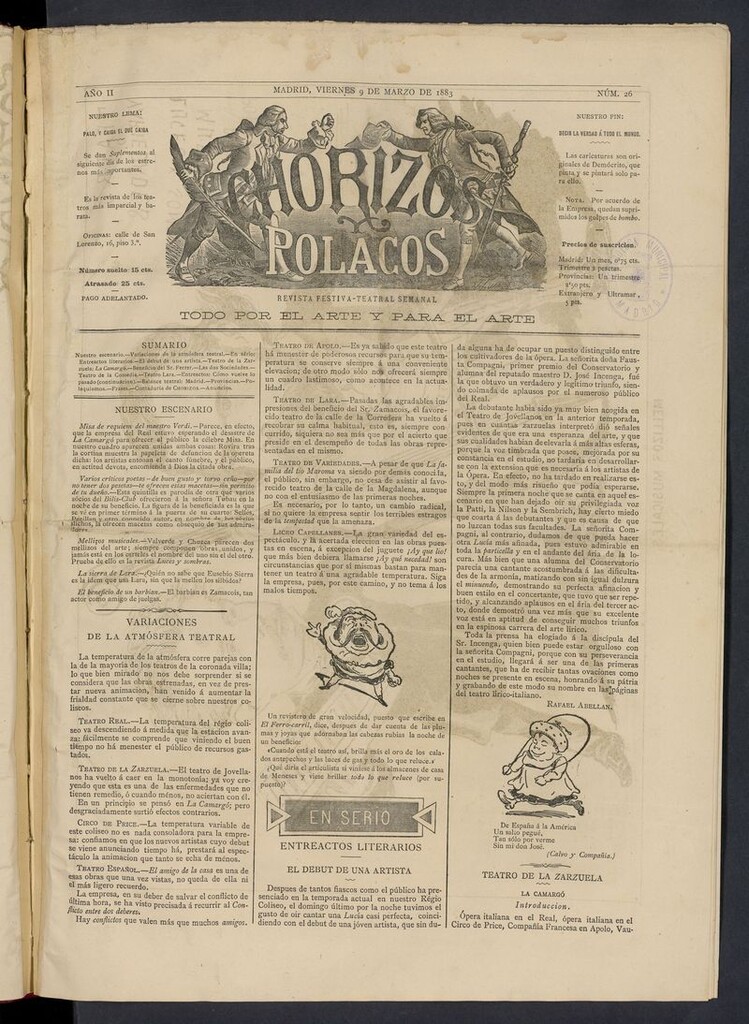 Miniatura de Chorizos y Polacos: revista festiva-teatral del 9 de marzo de 1883