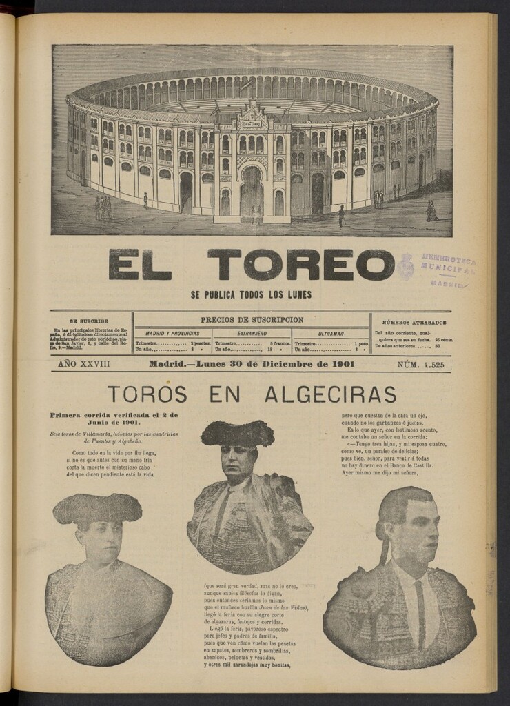 Miniatura de El Toreo: suplemento a "La Correspondencia Teatral" del 30 de diciembre de 1901, nº 1525