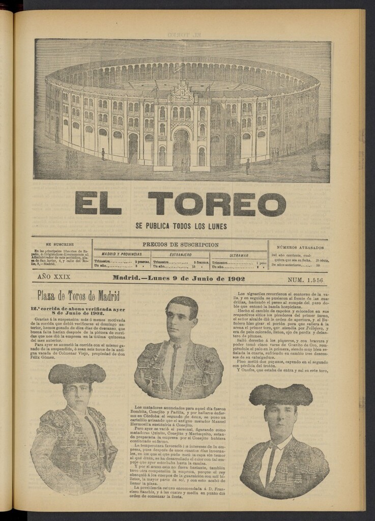 Miniatura de El Toreo: suplemento a "La Correspondencia Teatral" del 9 de junio de 1902, nº 1556