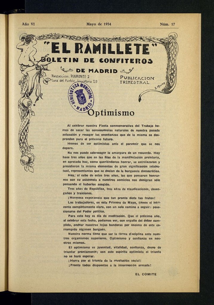 Miniatura de El ramillete: Boletín de confiteros de Madrid de mayo de 1934, nº 17