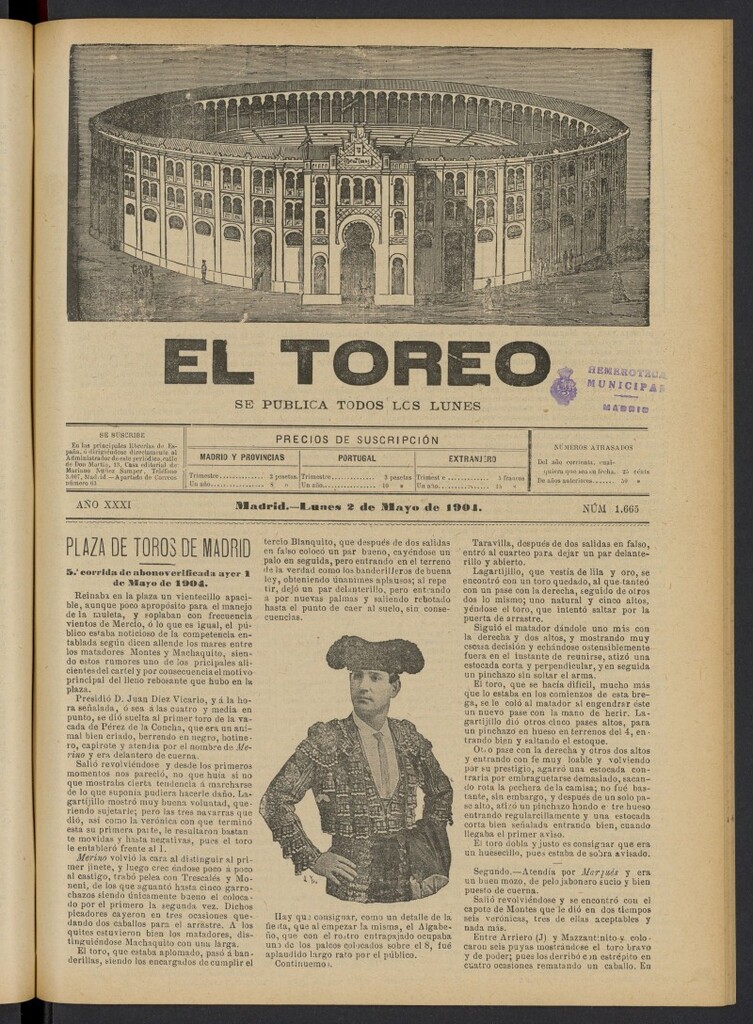 Miniatura de El Toreo: suplemento a "La Correspondencia Teatral" del 2 de mayo de 1904, nº 1665