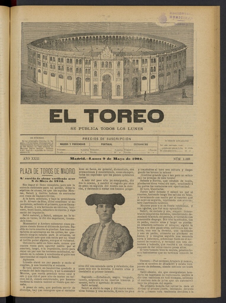 Miniatura de El Toreo: suplemento a "La Correspondencia Teatral" del 9 de mayo de 1904, nº 1668