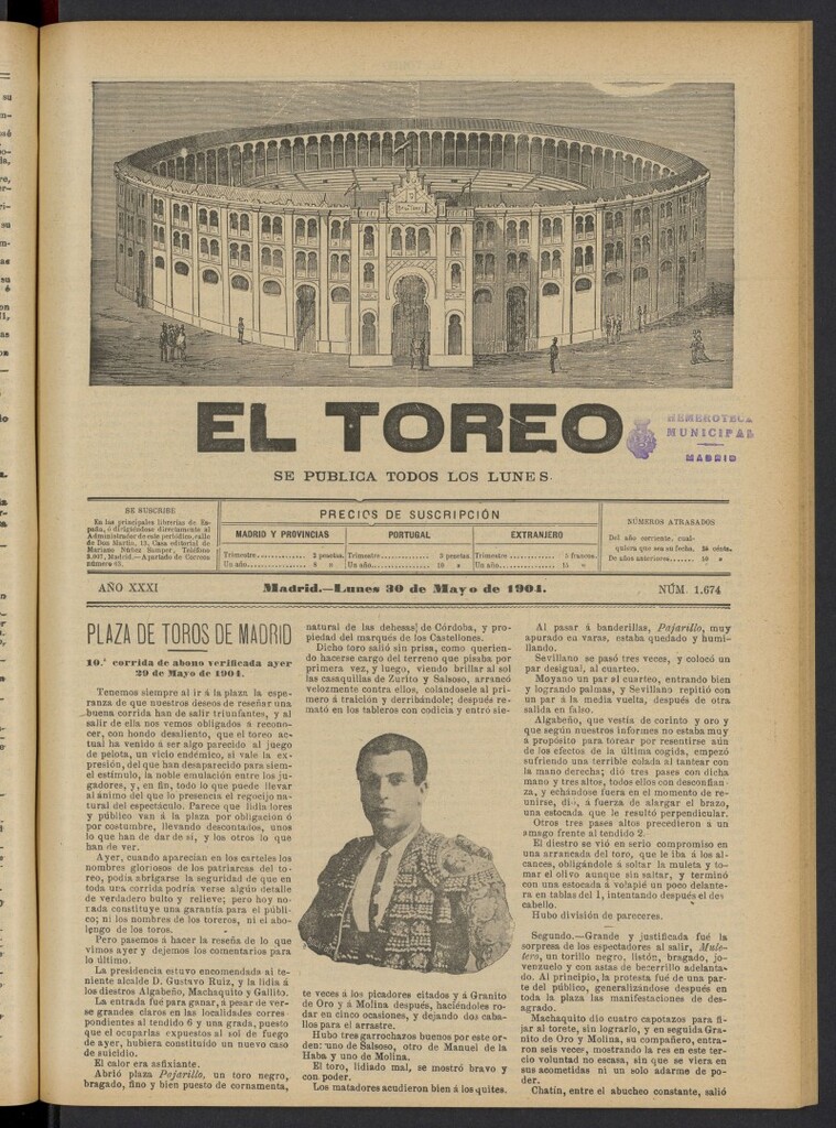 Miniatura de El Toreo: suplemento a "La Correspondencia Teatral" del 30 de mayo de 1904, nº 1674