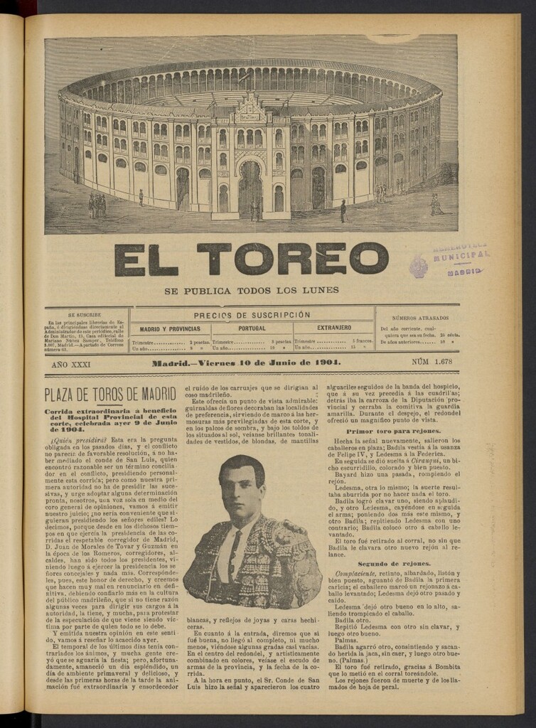 Miniatura de El Toreo: suplemento a "La Correspondencia Teatral" del 10 de junio de 1904, nº 1678