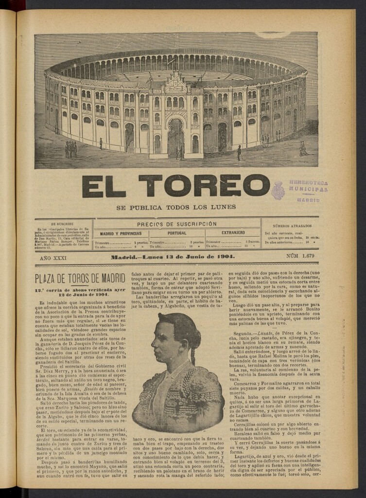 Miniatura de El Toreo: suplemento a "La Correspondencia Teatral" del 13 de junio de 1904, nº 1679