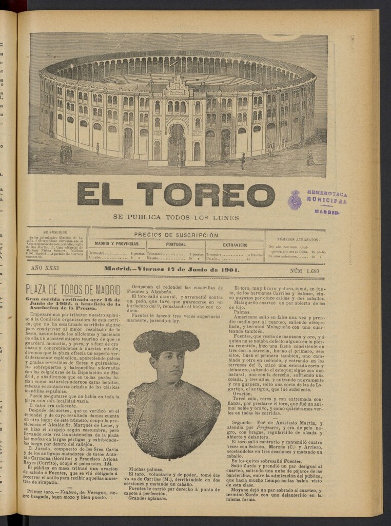 Miniatura de El Toreo: suplemento a "La Correspondencia Teatral" del 17 de junio de 1904, nº 1680