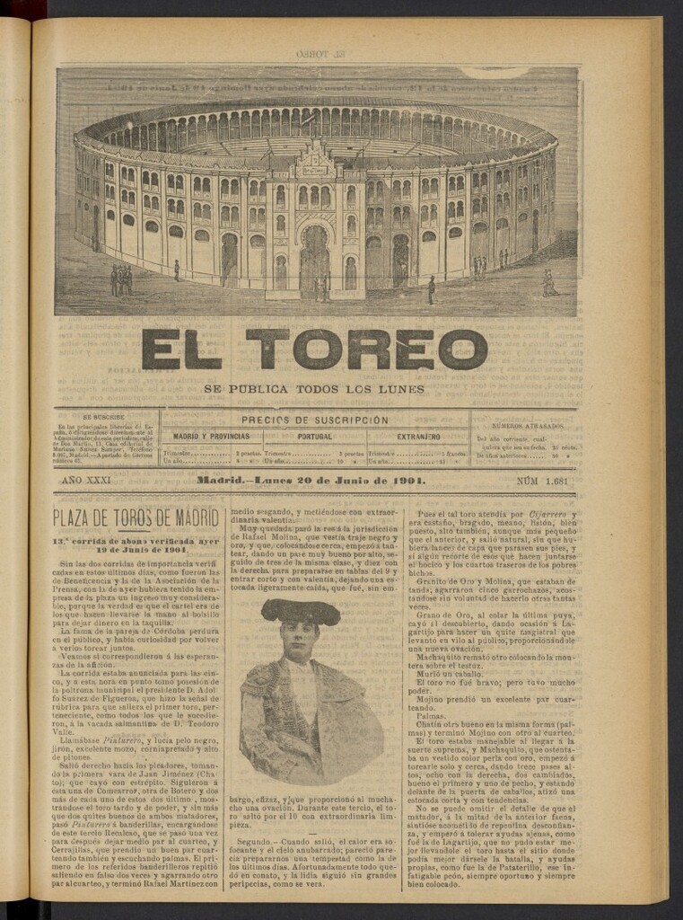 Miniatura de El Toreo: suplemento a "La Correspondencia Teatral" del 20 de junio de 1904, nº 1681