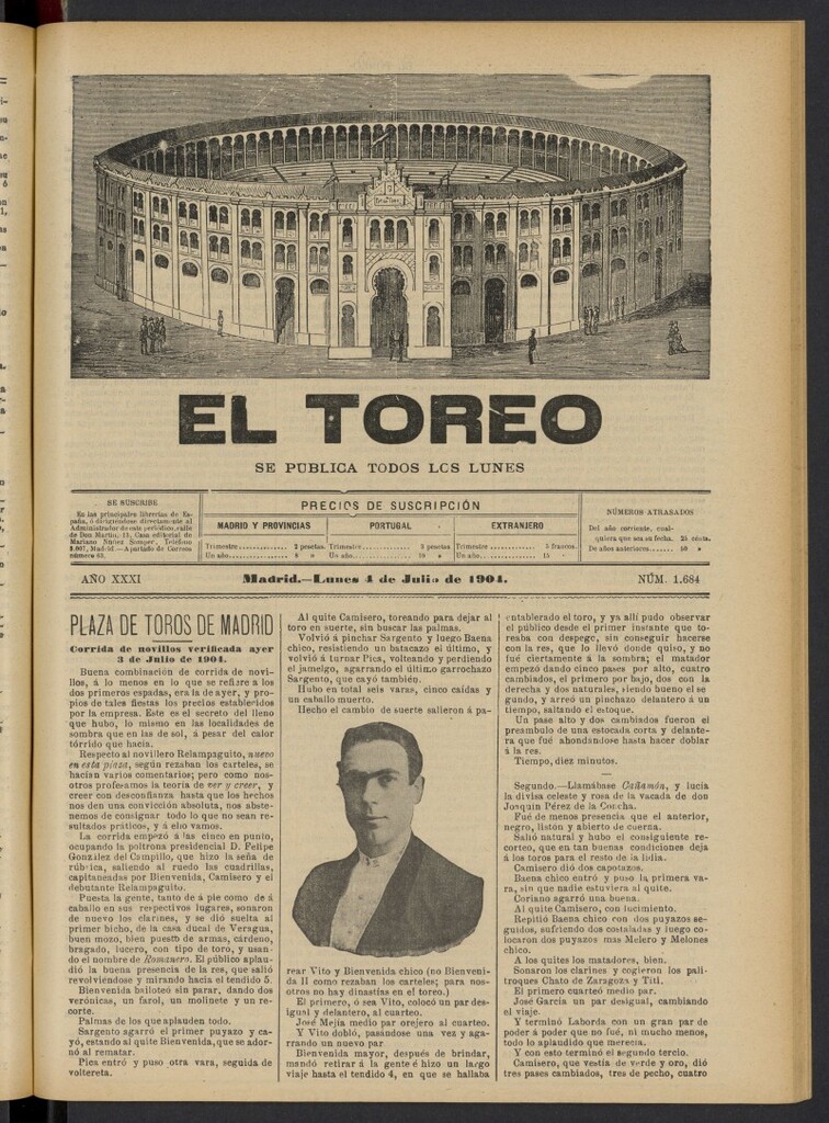Miniatura de El Toreo: suplemento a "La Correspondencia Teatral" del 4 de julio de 1904, nº 1684