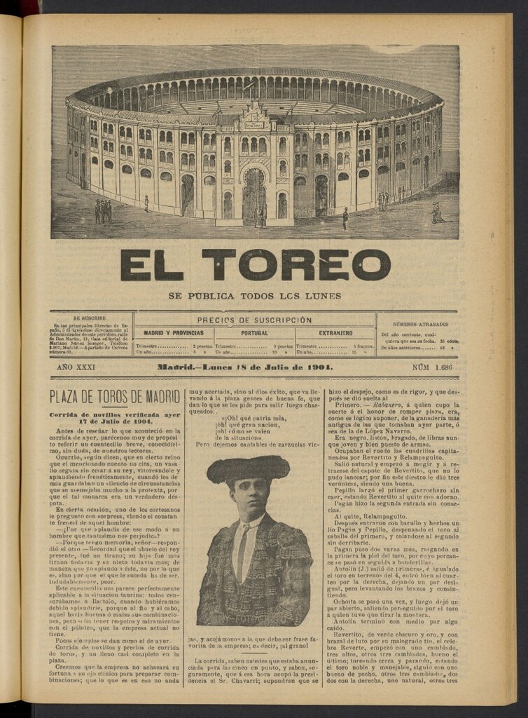 Miniatura de El Toreo: suplemento a "La Correspondencia Teatral" del 18 de julio de 1904, nº 1686