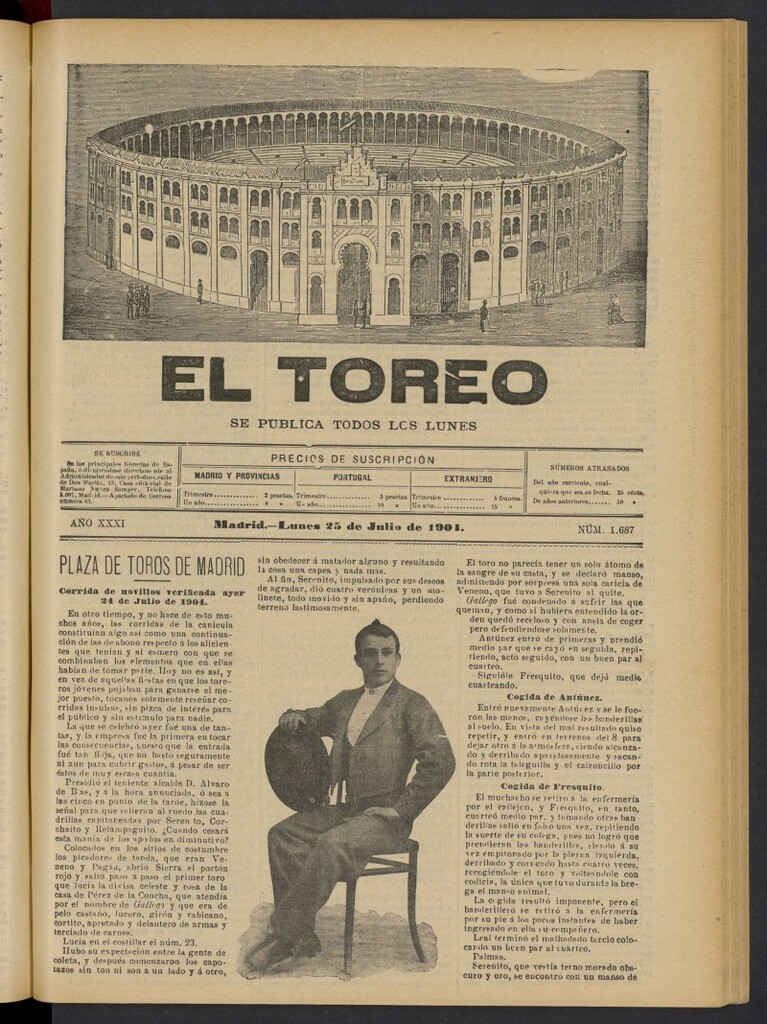 Miniatura de El Toreo: suplemento a "La Correspondencia Teatral" del 25 de julio de 1904, nº 1687