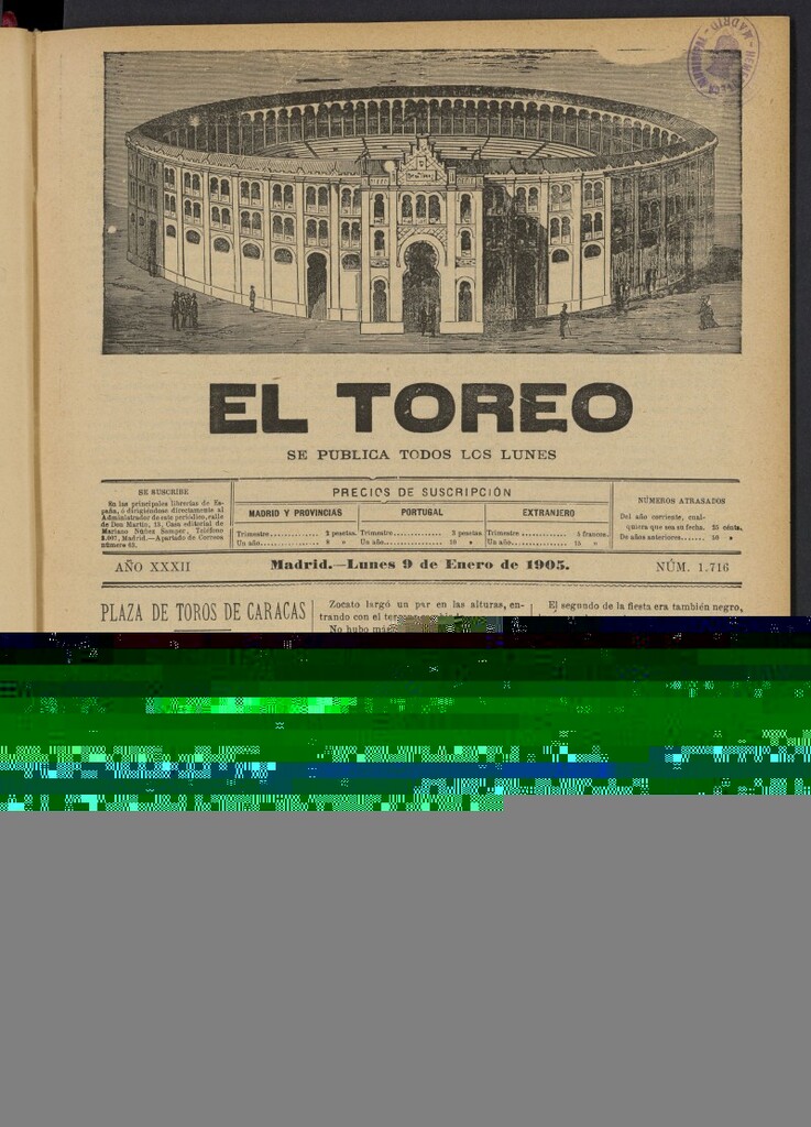 Miniatura de El Toreo: suplemento a "La Correspondencia Teatral" del 9 de enero de 1905, nº 1716