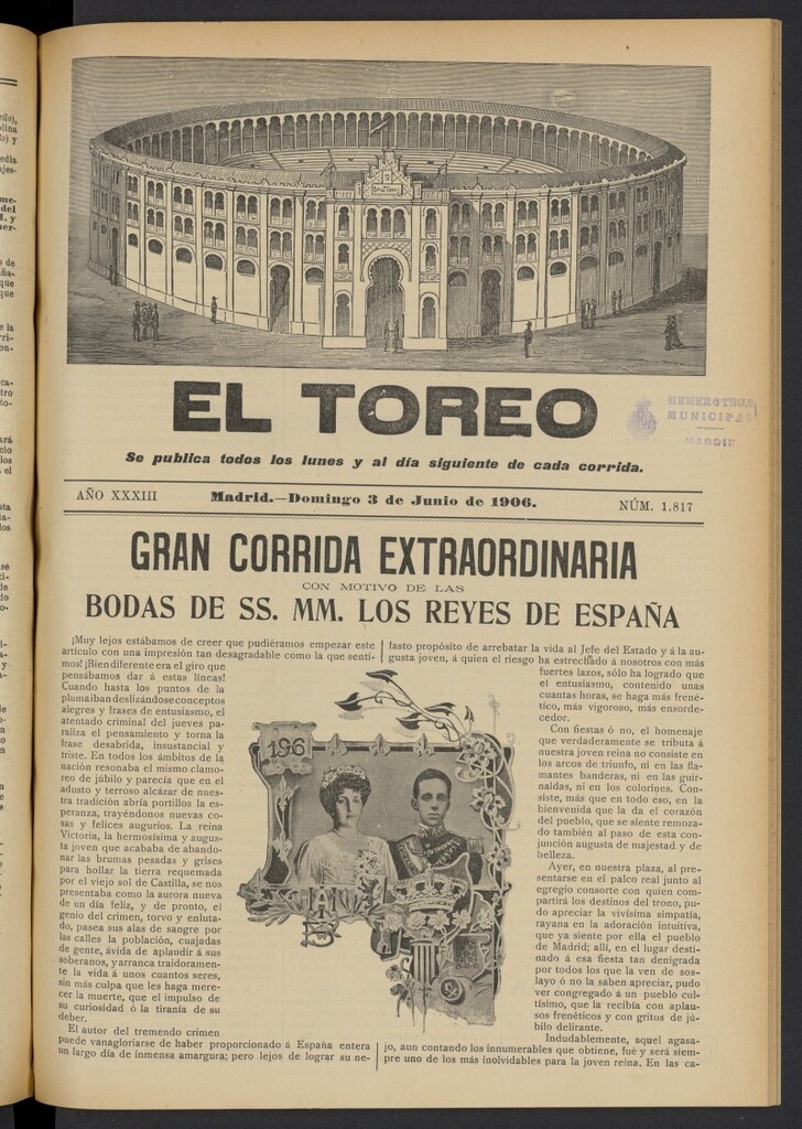 Miniatura de El Toreo: suplemento a "La Correspondencia Teatral" del 3 de junio de 1906, nº 1817
