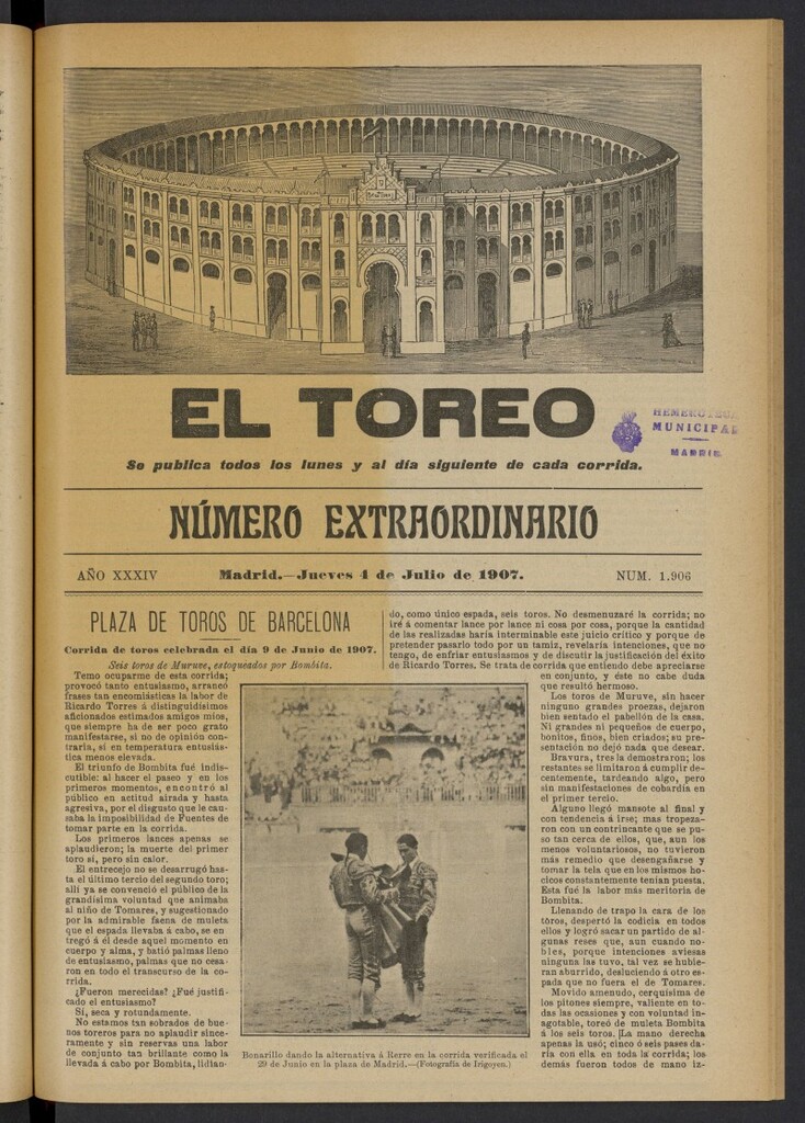 Miniatura de El Toreo: suplemento a "La Correspondencia Teatral" del 4 de julio de 1907, nº 1906