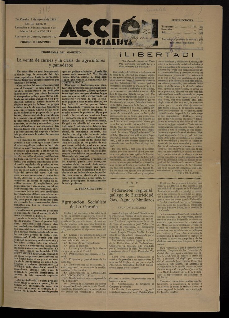 Miniatura de Acción Socialista del 7 de agosto de 1933