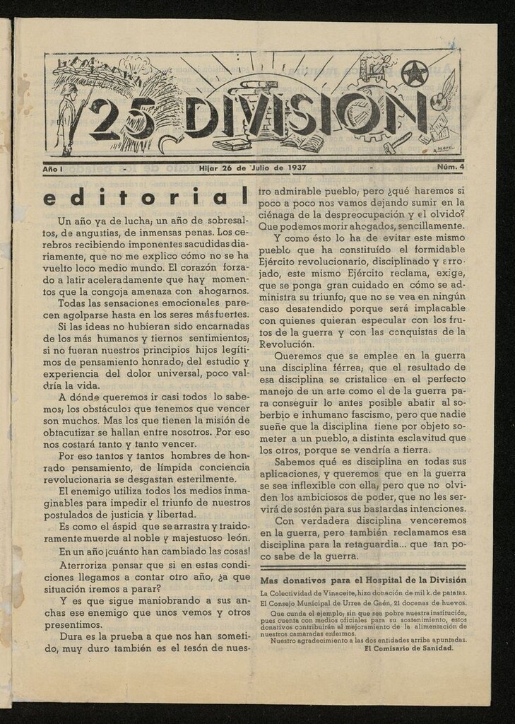 Miniatura de 25 División (Híjar, 1937) del 26 de julio de 1937