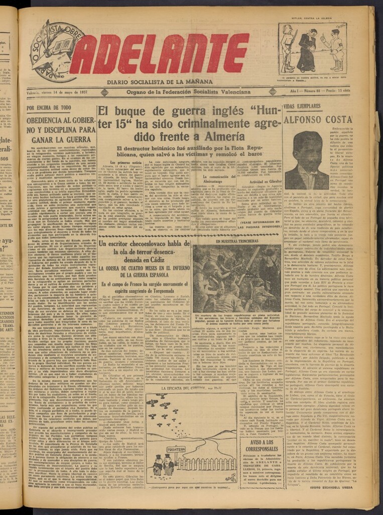 Miniatura de Adelante: diario socialista de la mañana del 14 de mayo de 1937