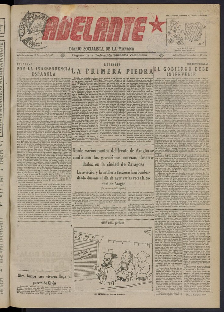 Miniatura de Adelante: diario socialista de la mañana del 18 de agosto de 1937