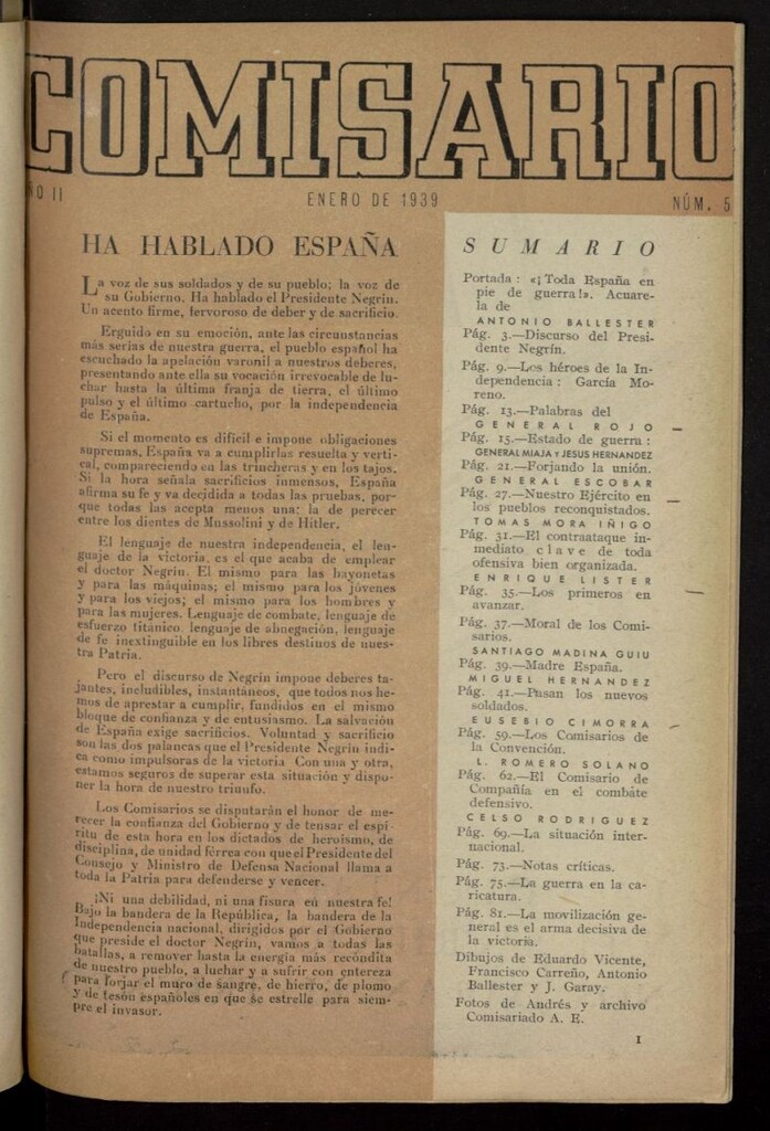 Miniatura de Comisario de enero de 1939