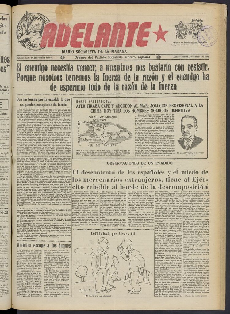 Miniatura de Adelante: diario socialista de la mañana del 16 de noviembre de 1937