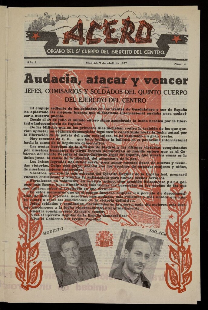Miniatura de Acero: Organo de la Agrupación Modesto del 9 de abril de 1937