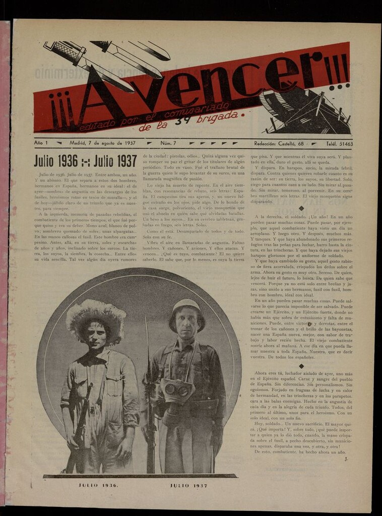 Miniatura de ¡¡¡A Vencer!!! del 7 de agosto 1937