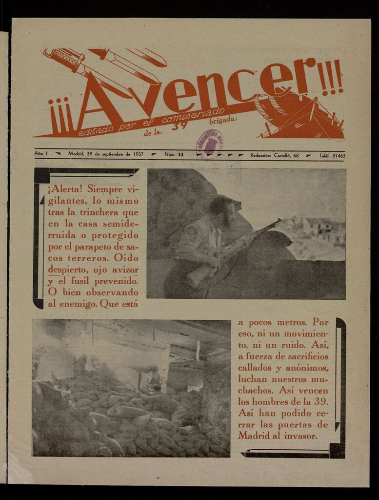 Miniatura de ¡¡¡A Vencer!!! del 29 de septiembre 1937
