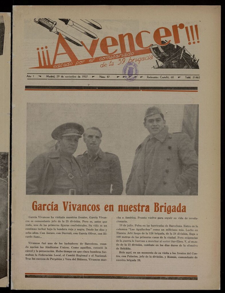 Miniatura de ¡¡¡A Vencer!!! del 29 de noviembre 1937