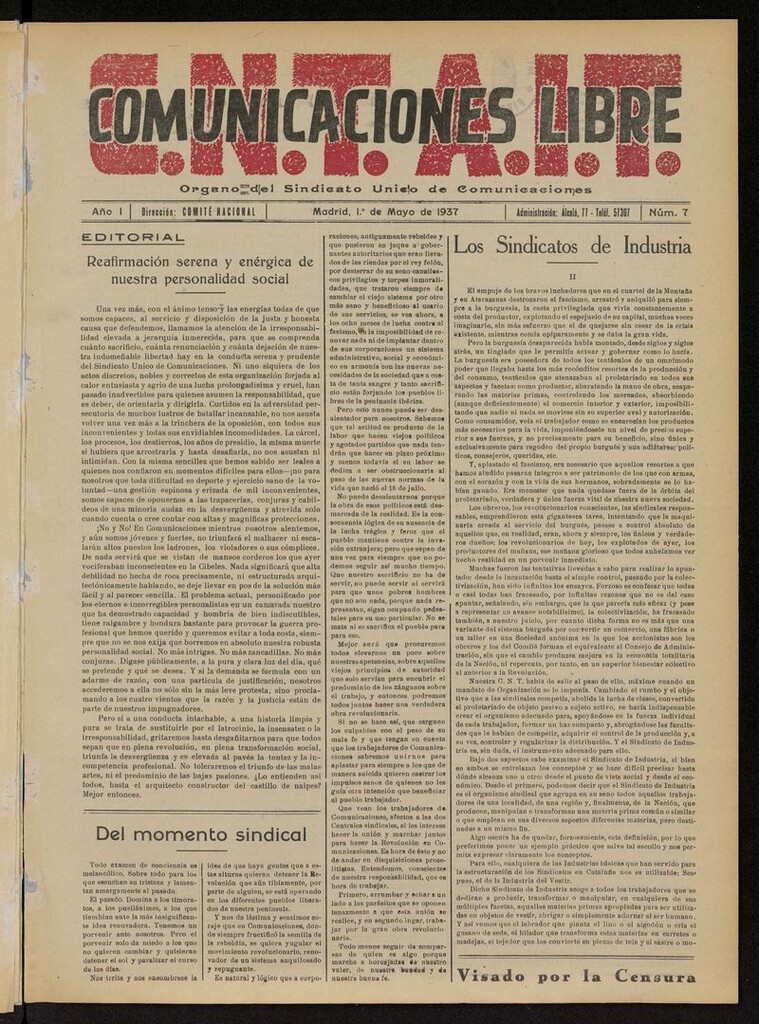 Miniatura de Comunicaciones Libre del 1 de mayo de 1937