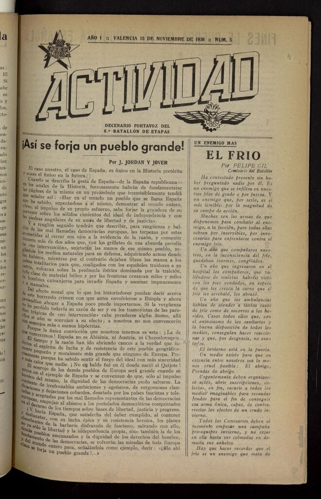 Miniatura de Actividad (Valencia. 1938) del 15 de noviembre de 1938