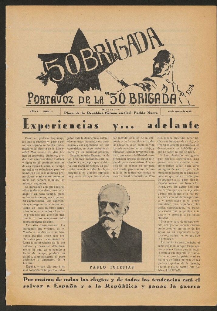 Miniatura de 50 Brigada: portavoz de la 50 Brigada del 13 de marzo de 1937