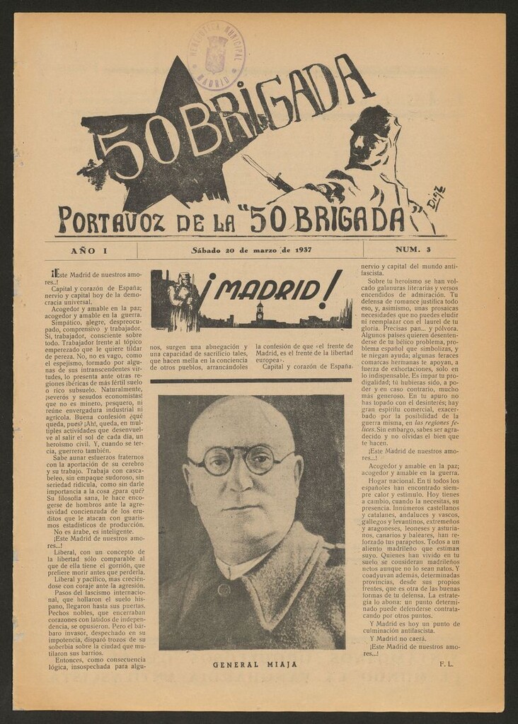Miniatura de 50 Brigada: portavoz de la 50 Brigada del 20 de marzo de 1937