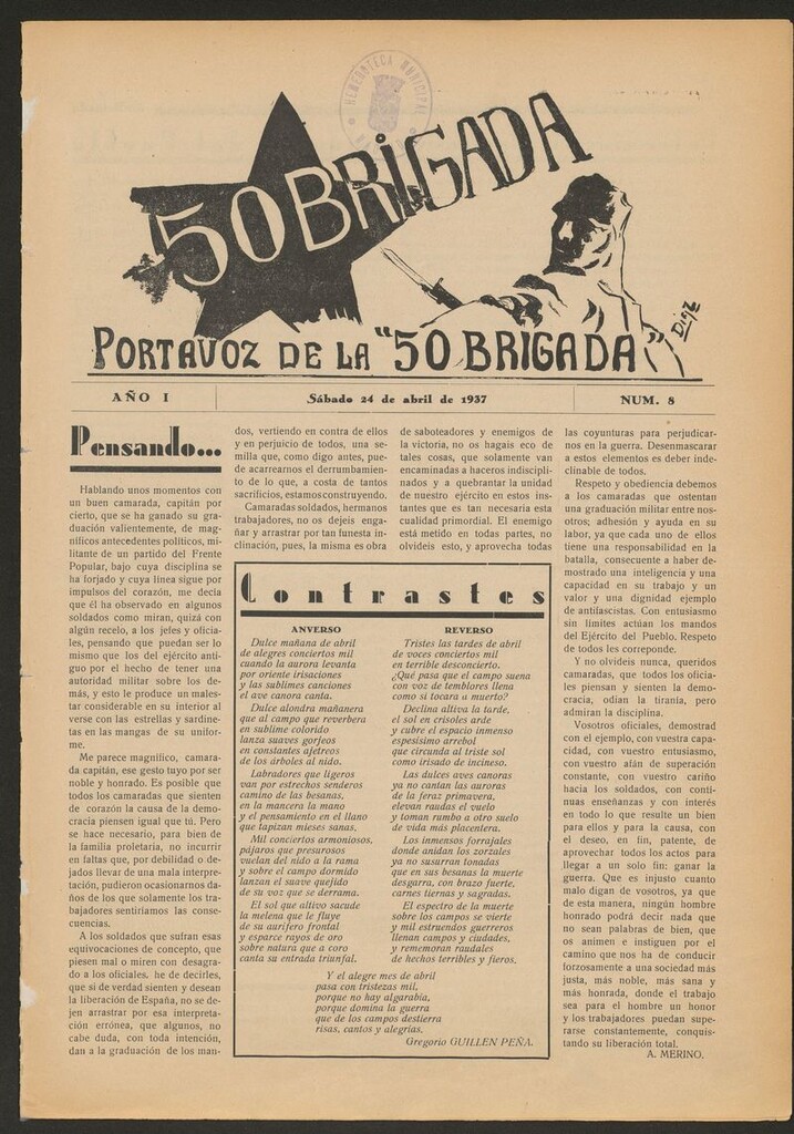Miniatura de 50 Brigada: portavoz de la 50 Brigada del 24 de abril de 1937