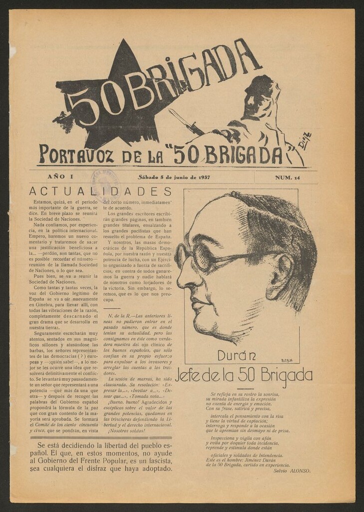 Miniatura de 50 Brigada: portavoz de la 50 Brigada del 5 de junio de 1937
