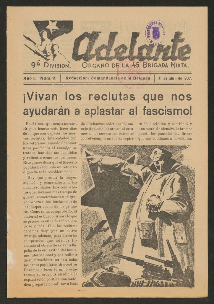 Miniatura de Adelante: órgano de la 45 Brigada Mixta del 11 de abril de 1937