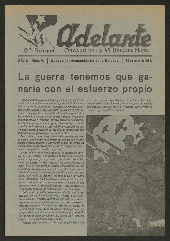 Miniatura de Adelante: órgano de la 45 Brigada Mixta del 30 de mayo de 1937