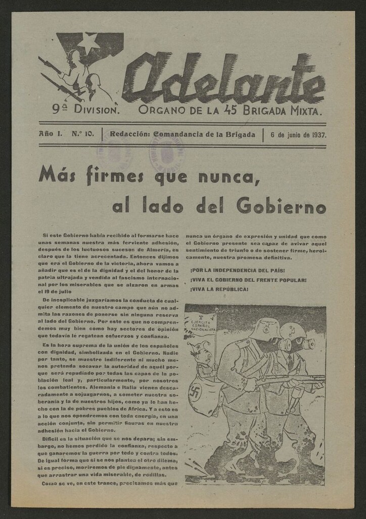 Miniatura de Adelante: órgano de la 45 Brigada Mixta del 6 de junio de 1937