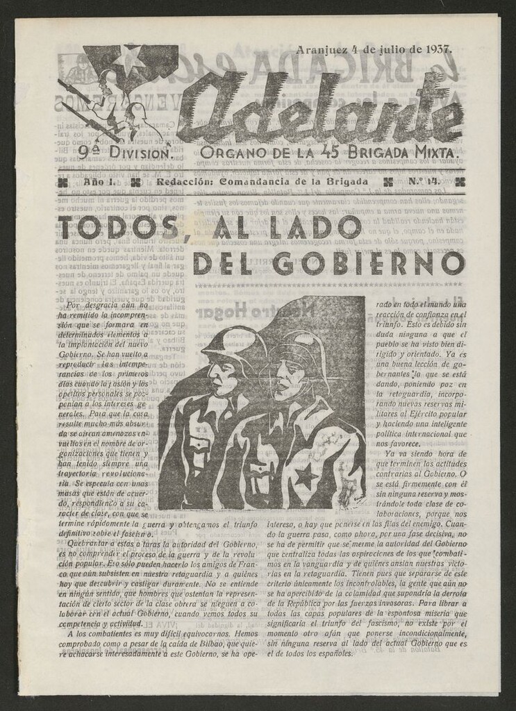 Miniatura de Adelante: órgano de la 45 Brigada Mixta del 4 de julio de 1937