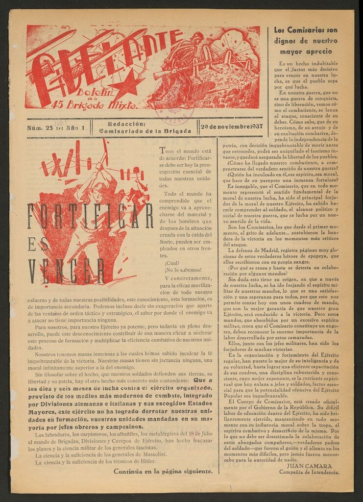 Miniatura de Adelante: órgano de la 45 Brigada Mixta del 29 de noviembre de 1937