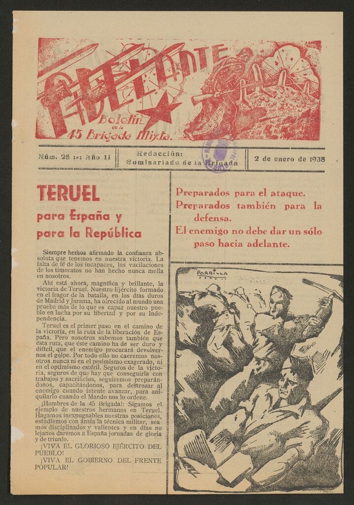 Miniatura de Adelante: órgano de la 45 Brigada Mixta del 2 de enero de 1938