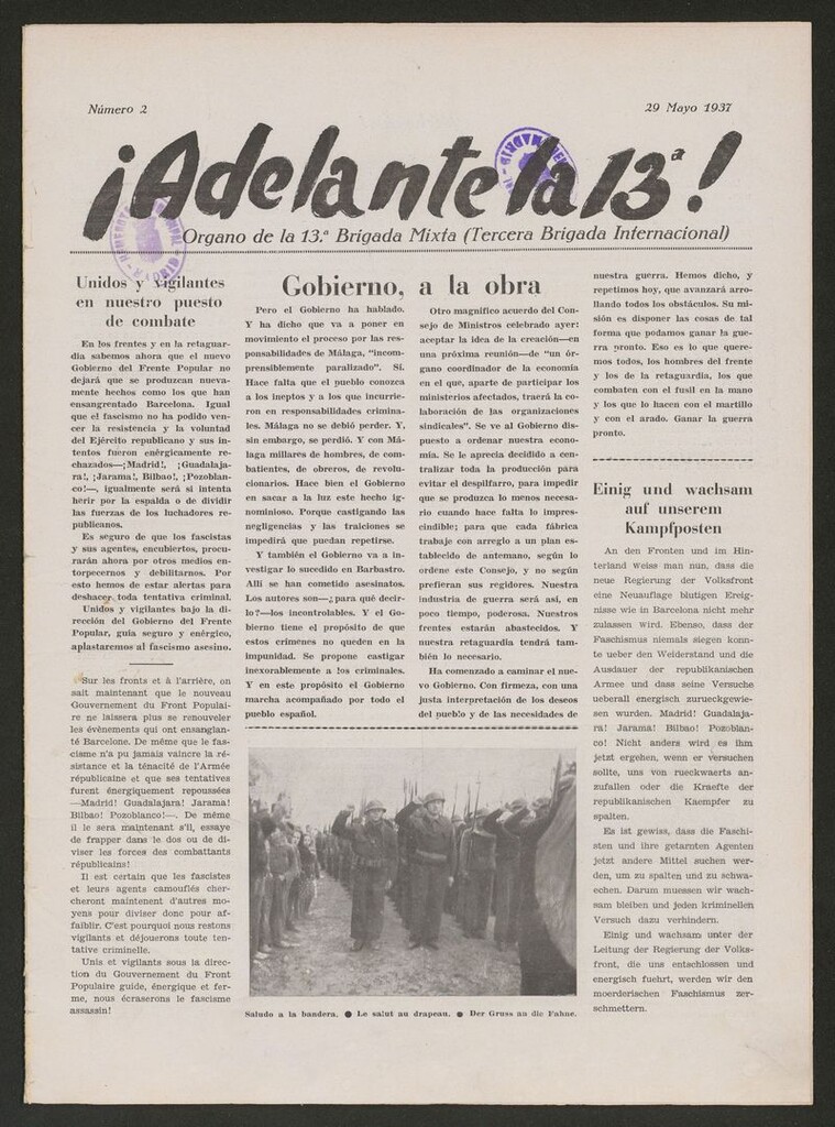Miniatura de ¡Adelante la 13ª! del 29 de mayo de 1937