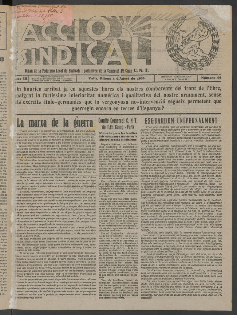 Miniatura de Acció Sindical del 4 d´Agost de 1938