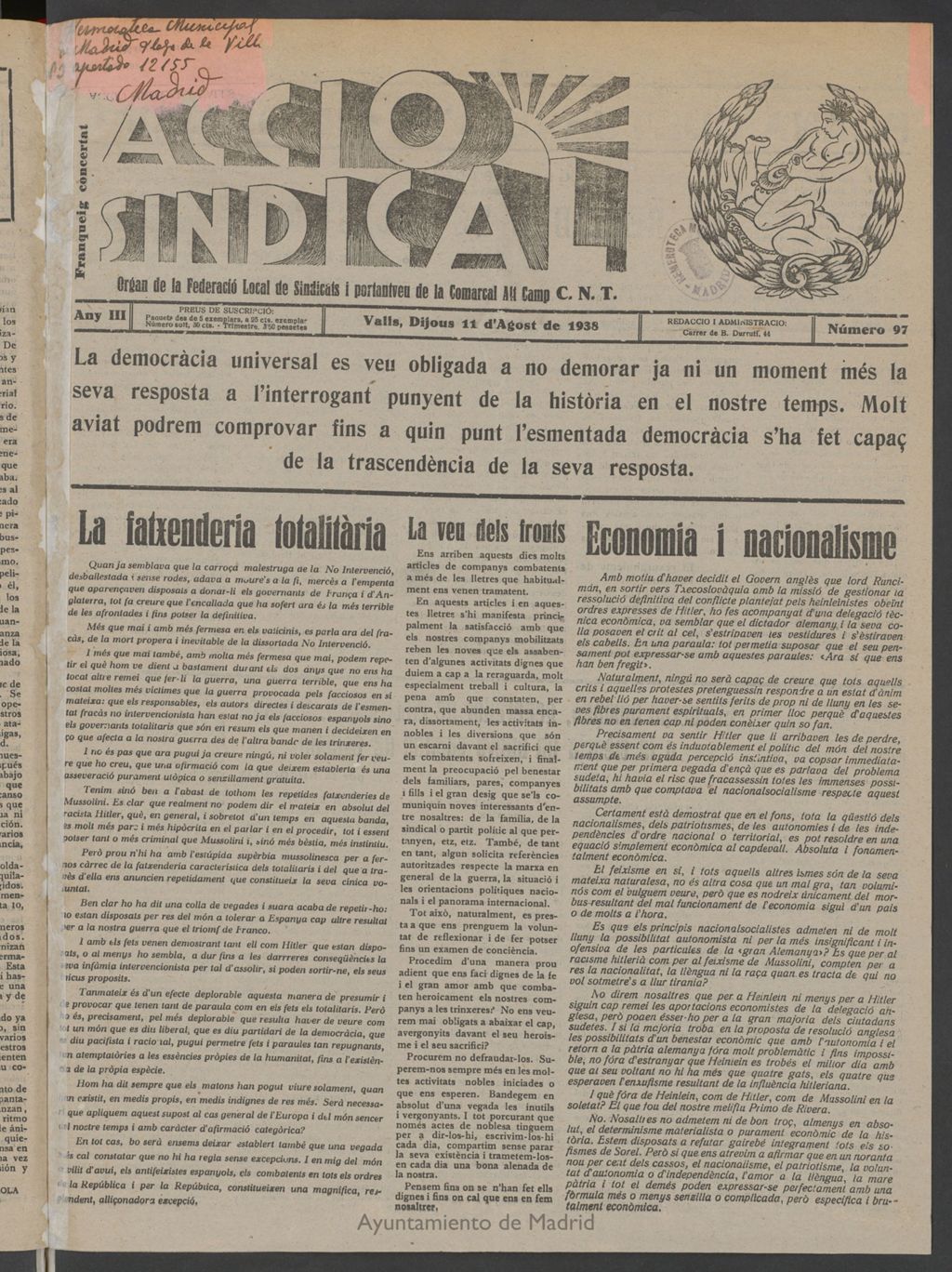 Miniatura de Acció Sindical del 11 d´Agost de 1938