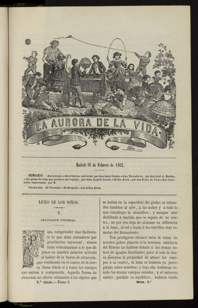 Miniatura de La Aurora de la Vida: único periódico ilustrado dedicado a niños de ambos sexos del 16 de febrero de 1862, nº 6